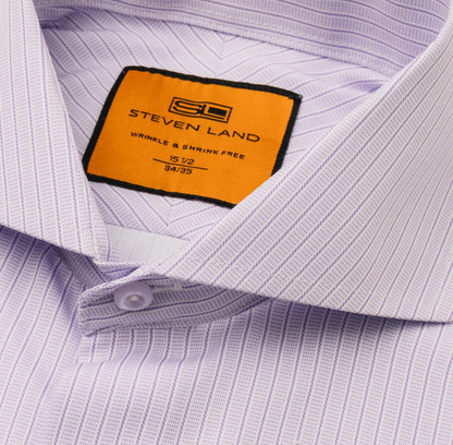 Steven Land Men's Lavender Stripe Cutaway Collar French Cuff Dress Shirt - The Suit Depot