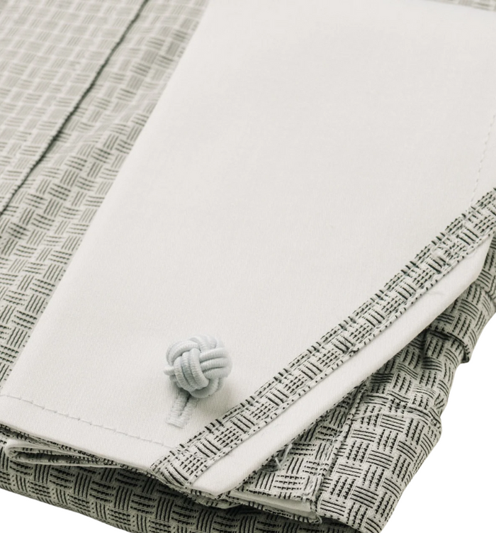 Steven Land Men's White Shirt with Black Check Cutaway Collar French Cuff Dress Shirt