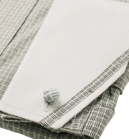 Steven Land Men's White Shirt with Black Check Cutaway Collar French Cuff Dress Shirt