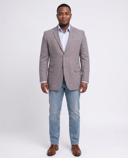 Steven Land Modern Fit Gray Donegal Two Button Wool Blazer Sportcoat - The Suit Depot