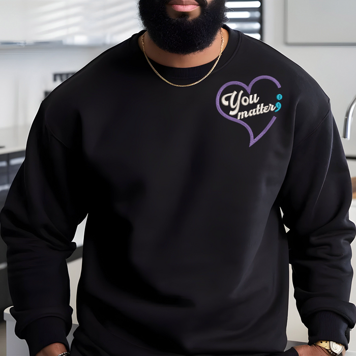 Suicide Prevention Awareness Embroidered Crewneck Sweatshirt