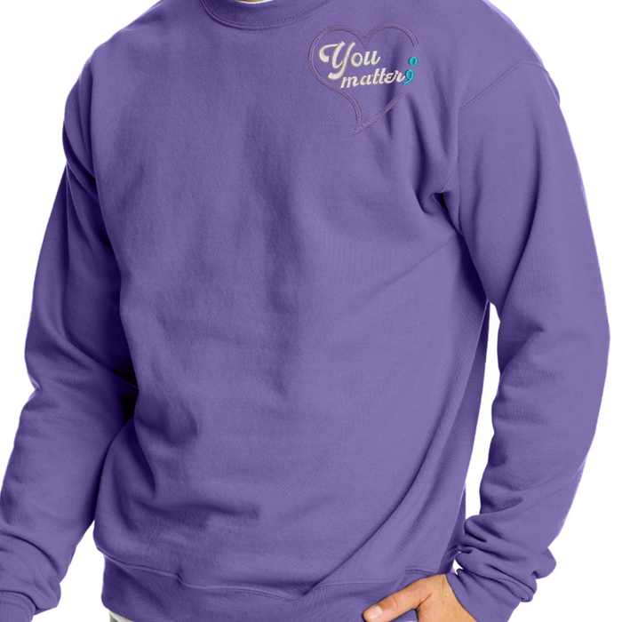 Suicide Prevention Awareness Embroidered Crewneck Sweatshirt