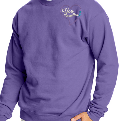 Suicide Prevention Awareness Embroidered Crewneck Sweatshirt