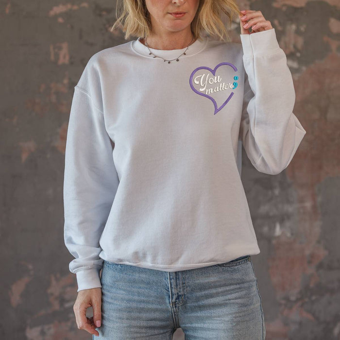 Suicide Prevention Awareness Embroidered Crewneck Sweatshirt