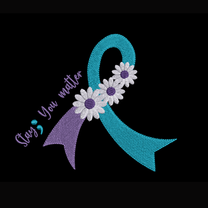 Suicide Prevention Awareness Ribbon Daisy Embroidered Pullover Hoodie Sweatshirt