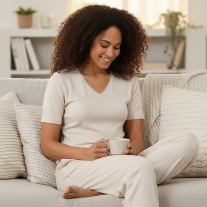 T-shirt à manches courtes Femme Beige