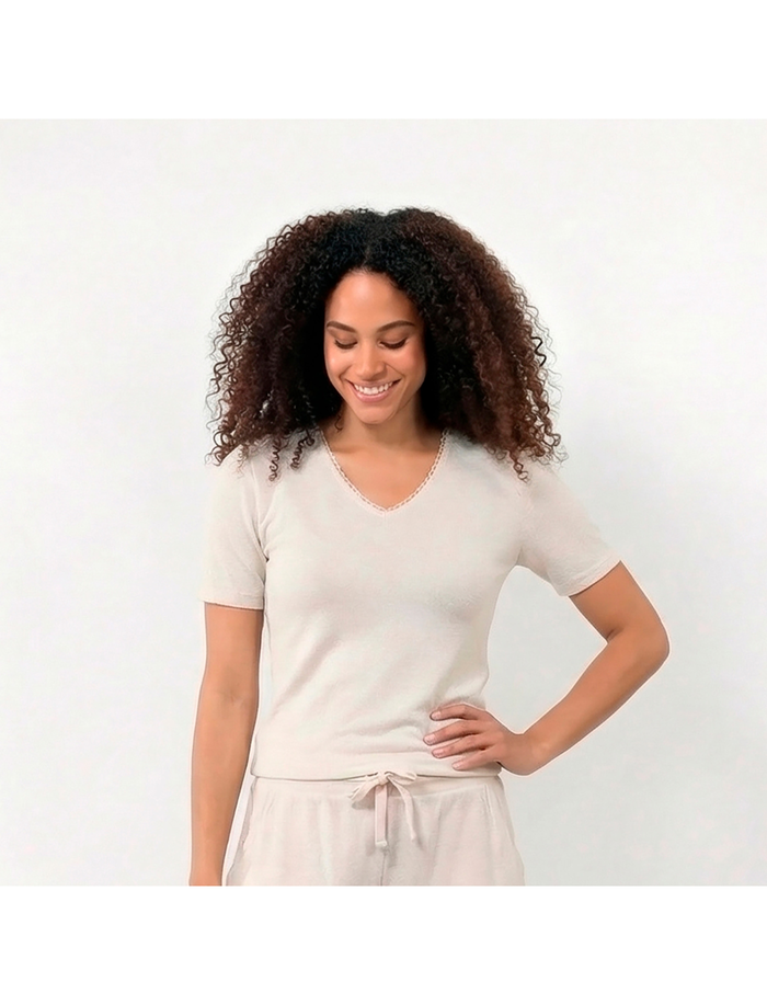 T-shirt à manches courtes Femme Beige