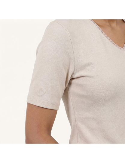 T-shirt à manches courtes Femme Beige