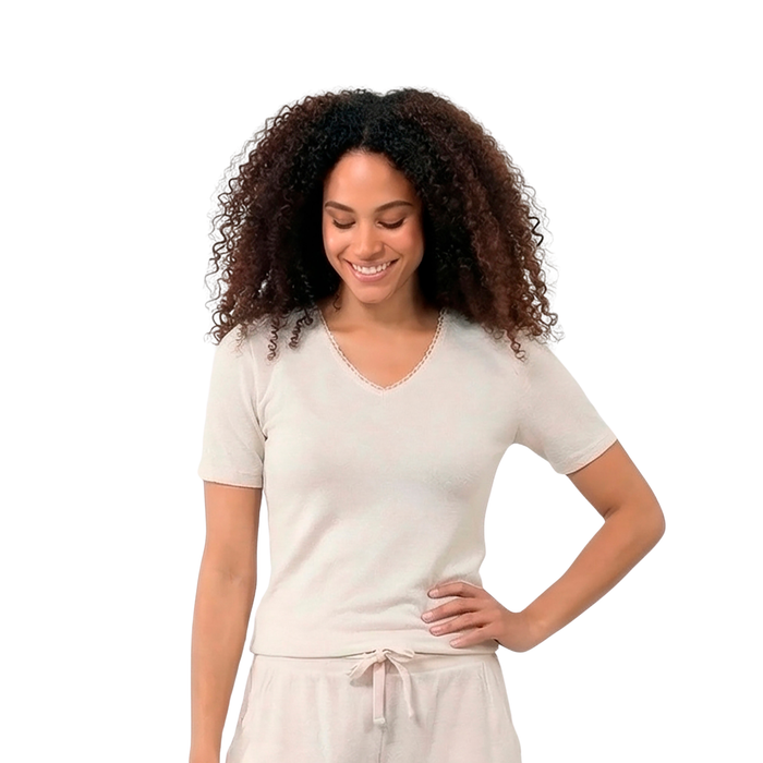 T-shirt à manches courtes Femme Beige