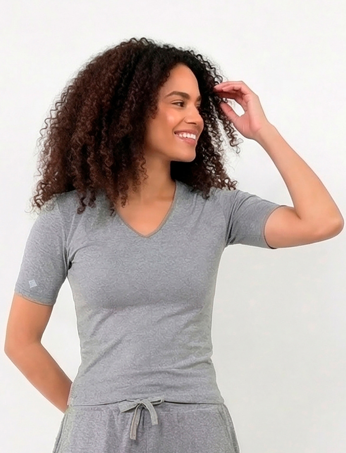 T-shirt à manches courtes Femme Gris chiné