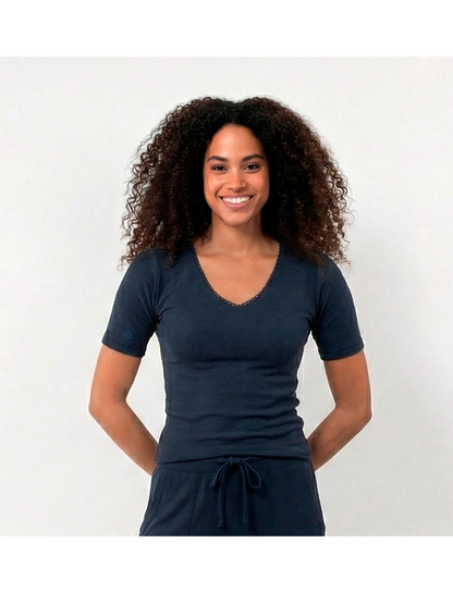 T-shirt à manches courtes Femme Marine chiné