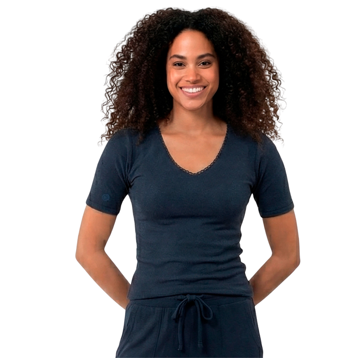 T-shirt à manches courtes Femme Marine chiné