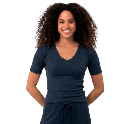 T-shirt à manches courtes Femme Marine chiné