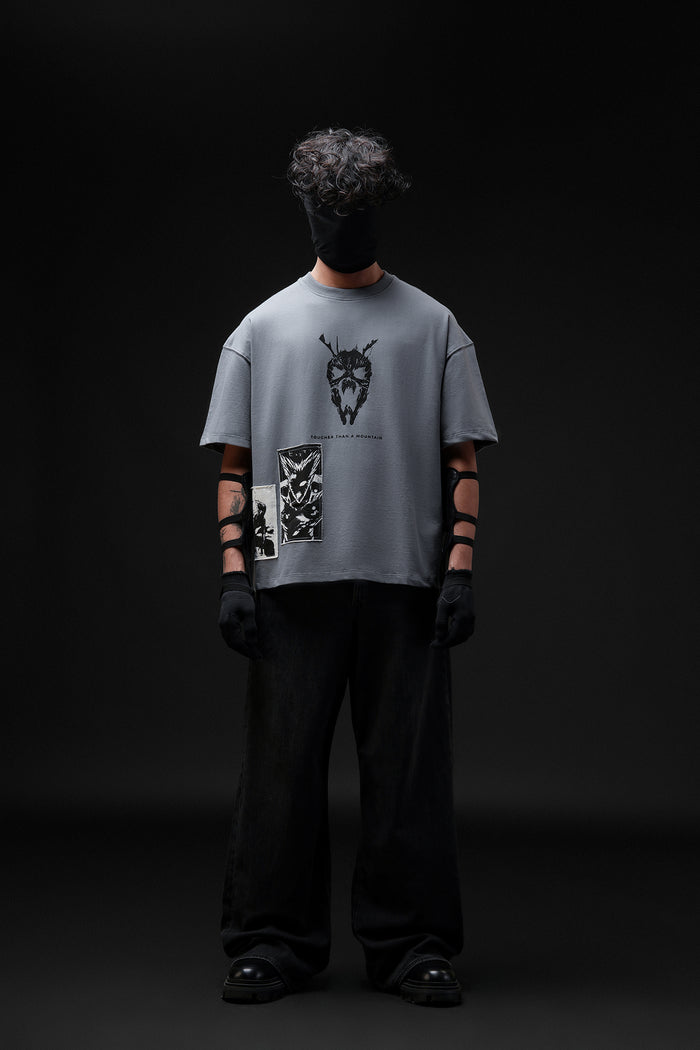 Threat Level Dragon V2 - Anime oversized tshirt with Patchwork