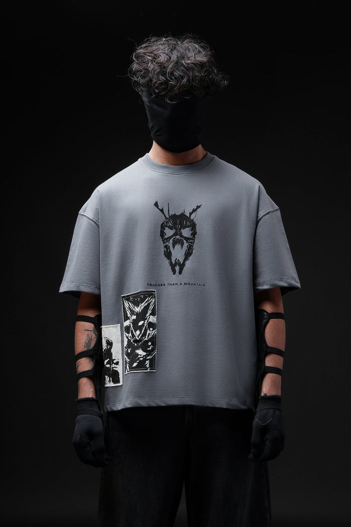 Threat Level Dragon V2 - Anime oversized tshirt with Patchwork