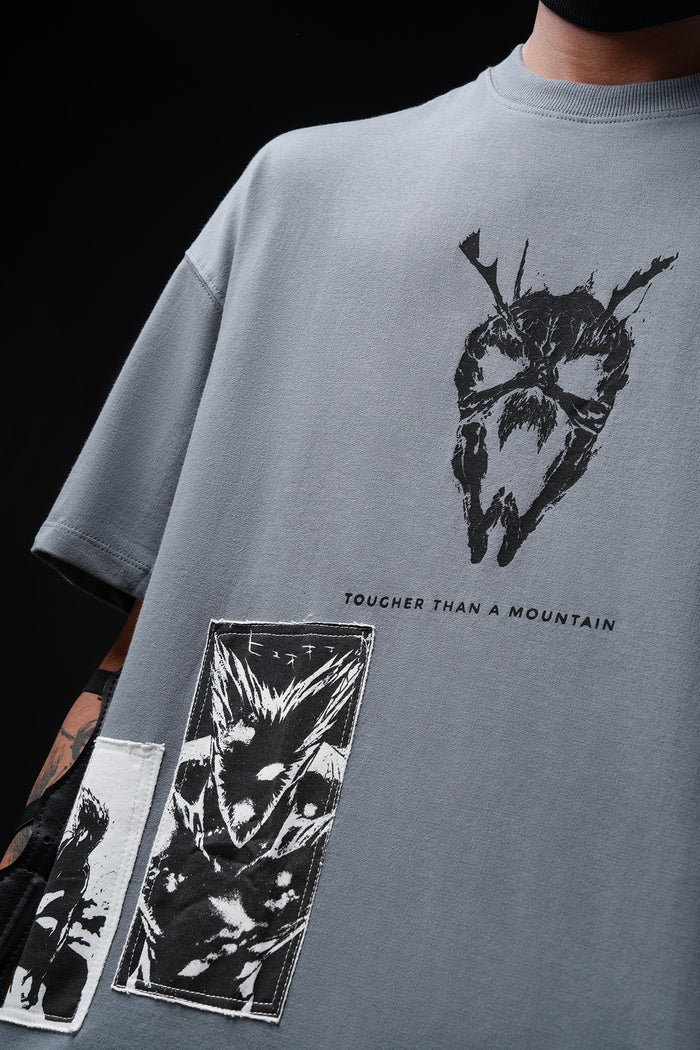 Threat Level Dragon V2 - Anime oversized tshirt with Patchwork