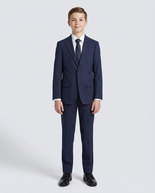 T.O Boys Blue Check Slim Fit 2 Piece Suit