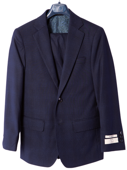 T.O Boys Blue Check Slim Fit 2 Piece Suit - The Suit Depot