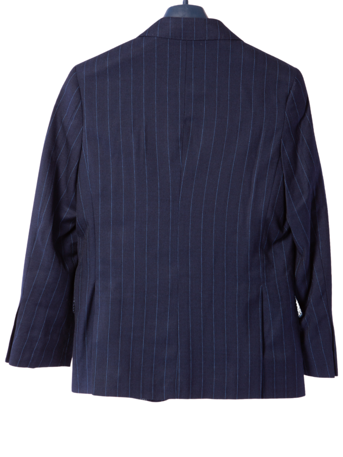 T.O Boys Blue Pinstriped Slim Fit 2 Piece Suit