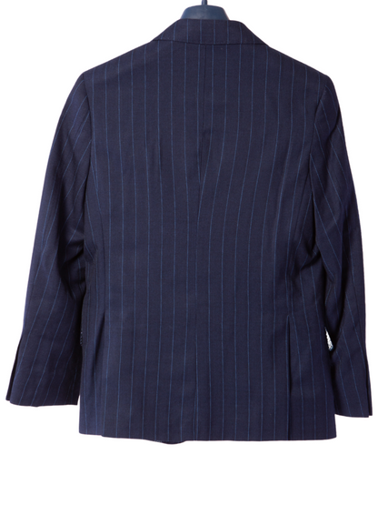 T.O Boys Blue Pinstriped Slim Fit 2 Piece Suit