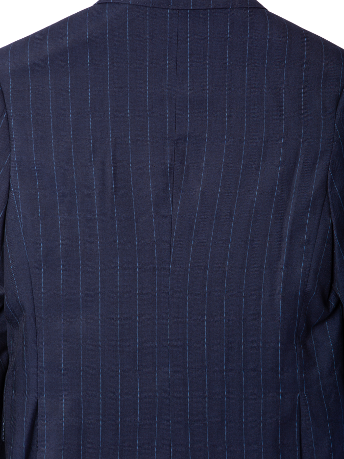 T.O Boys Blue Pinstriped Slim Fit 2 Piece Suit