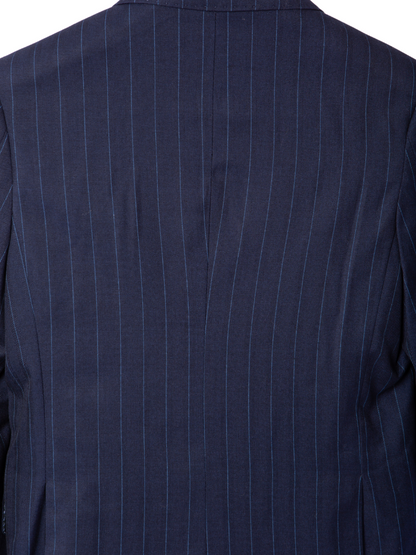 T.O Boys Blue Pinstriped Slim Fit 2 Piece Suit