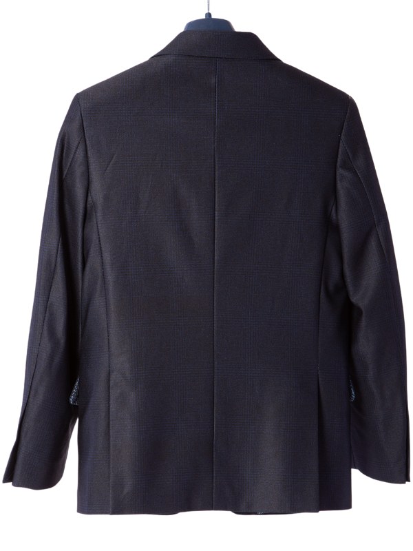 T.O Boys Navy Blue Plaid Slim Fit 2 Piece Suit