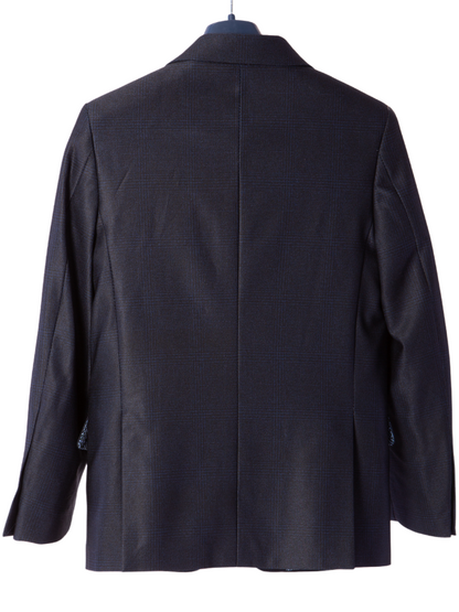 T.O Boys Navy Blue Plaid Slim Fit 2 Piece Suit
