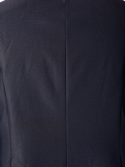 T.O Boys Navy Blue Plaid Slim Fit 2 Piece Suit