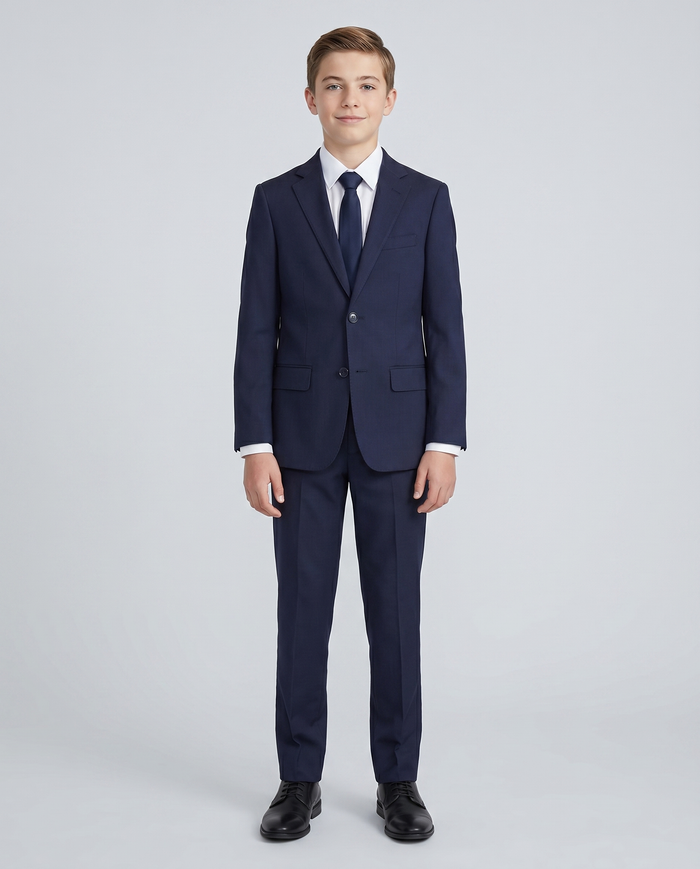 T.O Boys Navy Blue Slim Fit 2 Piece Suit