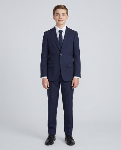 T.O Boys Navy Blue Slim Fit 2 Piece Suit