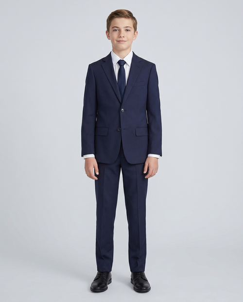 T.O Boys Navy Blue Slim Fit 2 Piece Suit