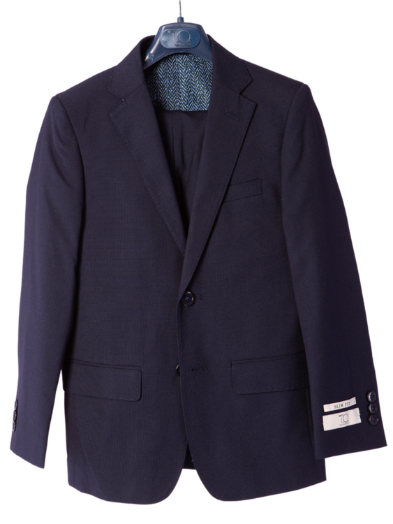 T.O Boys Navy Blue Slim Fit 2 Piece Suit