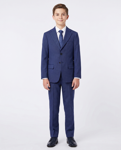 T.O TR Boys Plaid Blue Classic Fit 2 Piece Suit