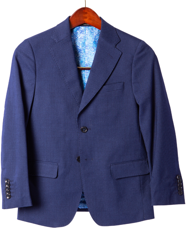 T.O TR Boys Plaid Blue Classic Fit 2 Piece Suit