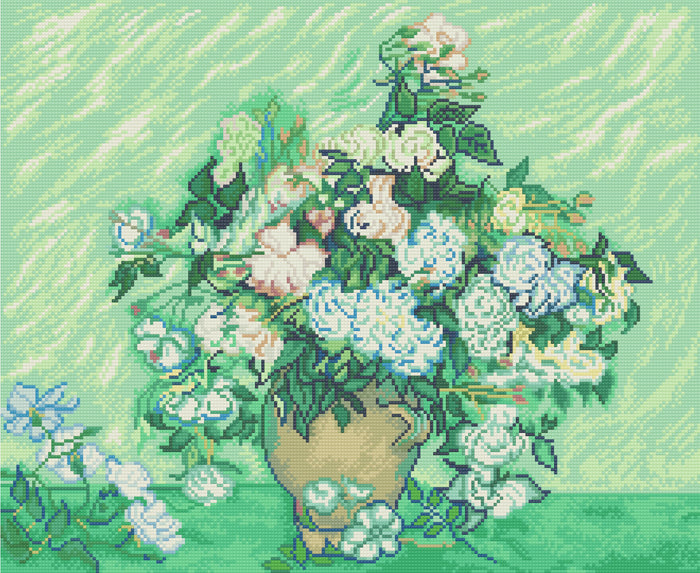 Toile Roses | Vincent van Gogh | Pixel Charted | Ready To Ship