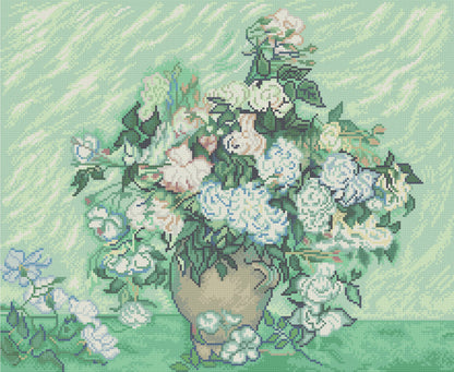 Toile Roses | Vincent van Gogh | Pixel Charted | Ready To Ship