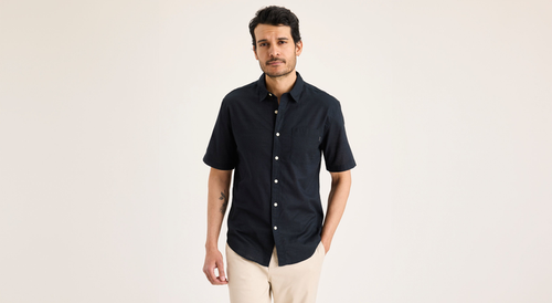 Front view of model wearing Beautiful Black Ultimate Shirt, Regular Fit.