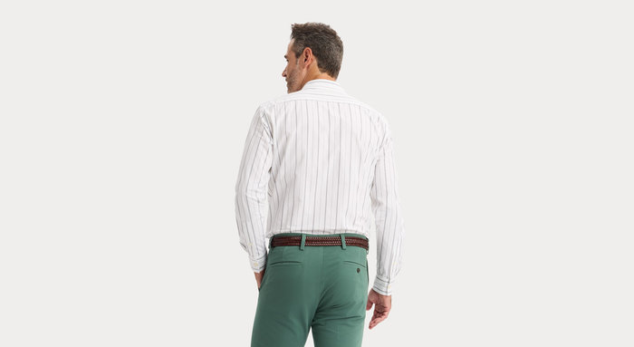 Back view of model wearing Lindley Ultimate Shirt, Regular Fit.
