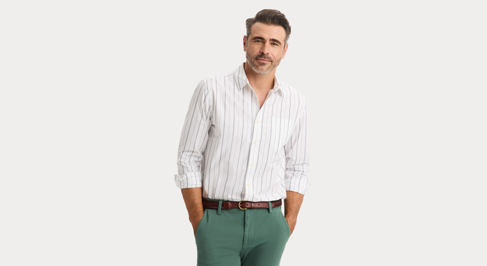 View of model wearing Lindley Ultimate Shirt, Regular Fit.