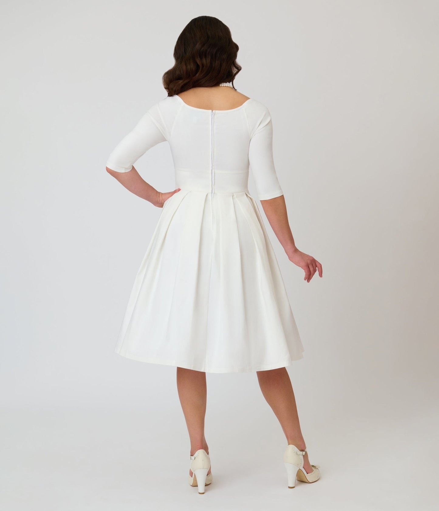 Unique Vintage Ivory Marceline Swing Dress