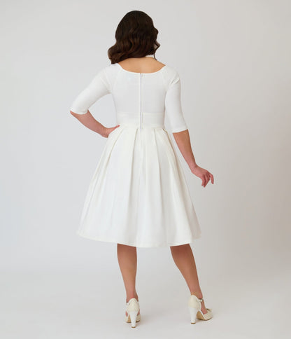 Unique Vintage Ivory Marceline Swing Dress