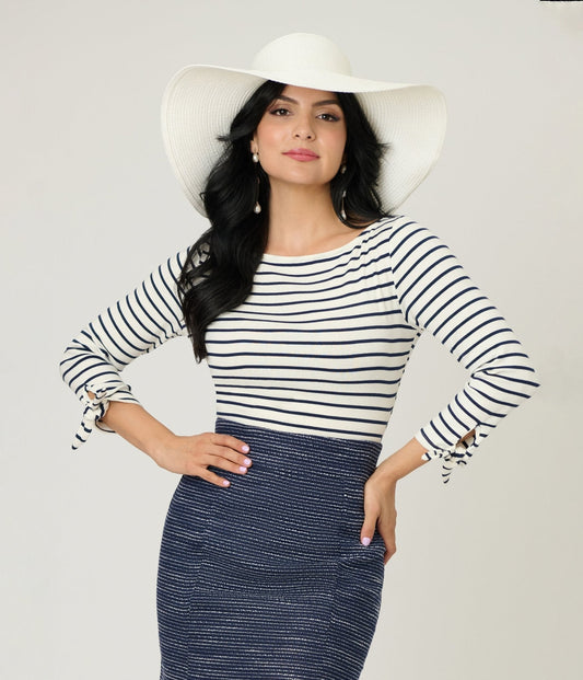 Unique Vintage Navy & White Stripe Gracie Top