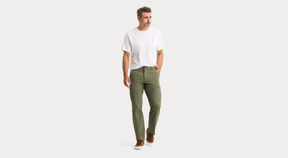 View of model wearing Camo Utility Cargo Pant, Straight Fit.