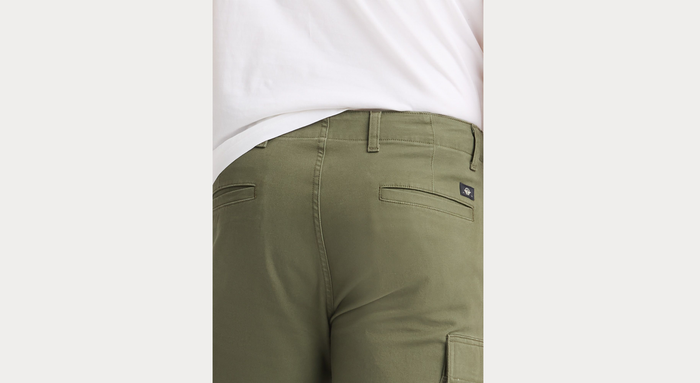 View of model wearing Camo Utility Cargo Pant, Straight Fit.