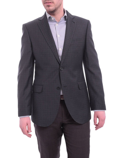 Zanetti BLAZERS Zanetti Modern Fit Navy Blue Check Two Button Wool Blazer Sportcoat