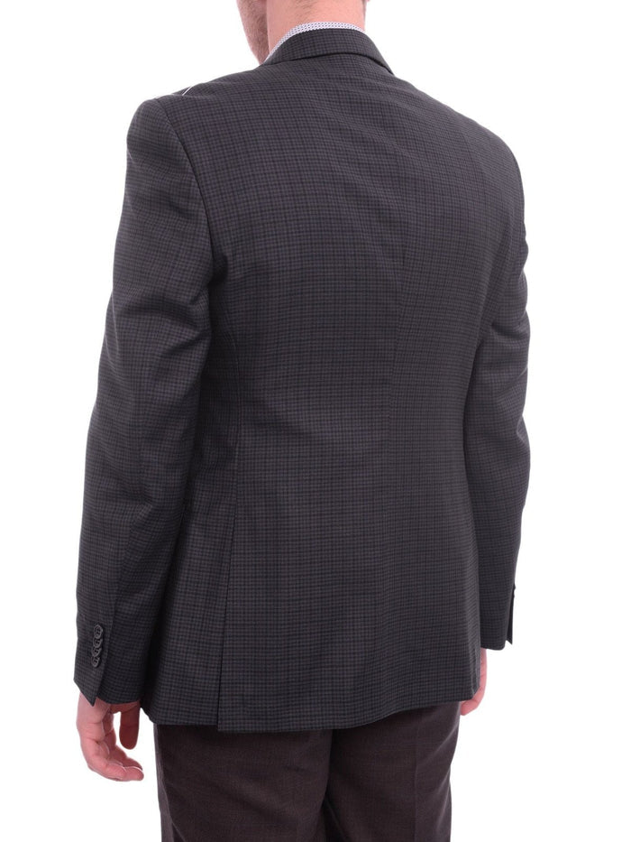 Zanetti BLAZERS Zanetti Modern Fit Navy Blue Check Two Button Wool Blazer Sportcoat