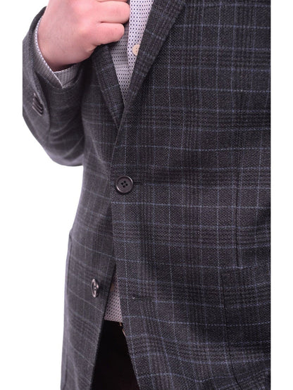 Zanetti BLAZERS Zanetti Modern Fit Navy Blue Glen Plaid Blazer Sportcoat With Patch Pockets
