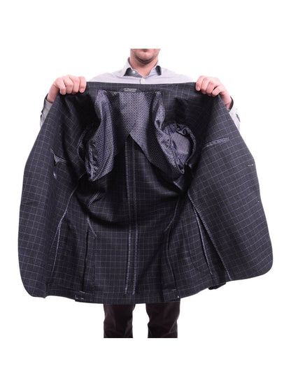 Zanetti BLAZERS Zanetti Modern Fit Navy Blue Glen Plaid Blazer Sportcoat With Patch Pockets