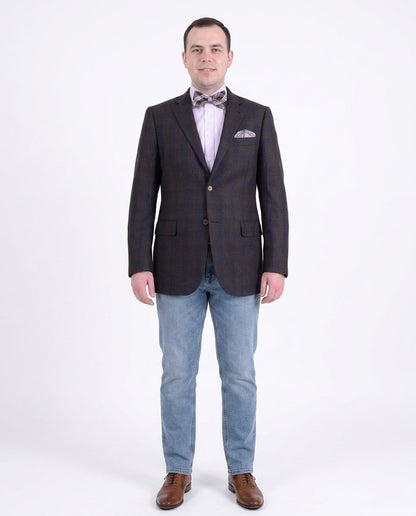 Zanetti Regular Fit Brown Plaid Two Button Wool Blazer Sport Coat - The Suit Depot